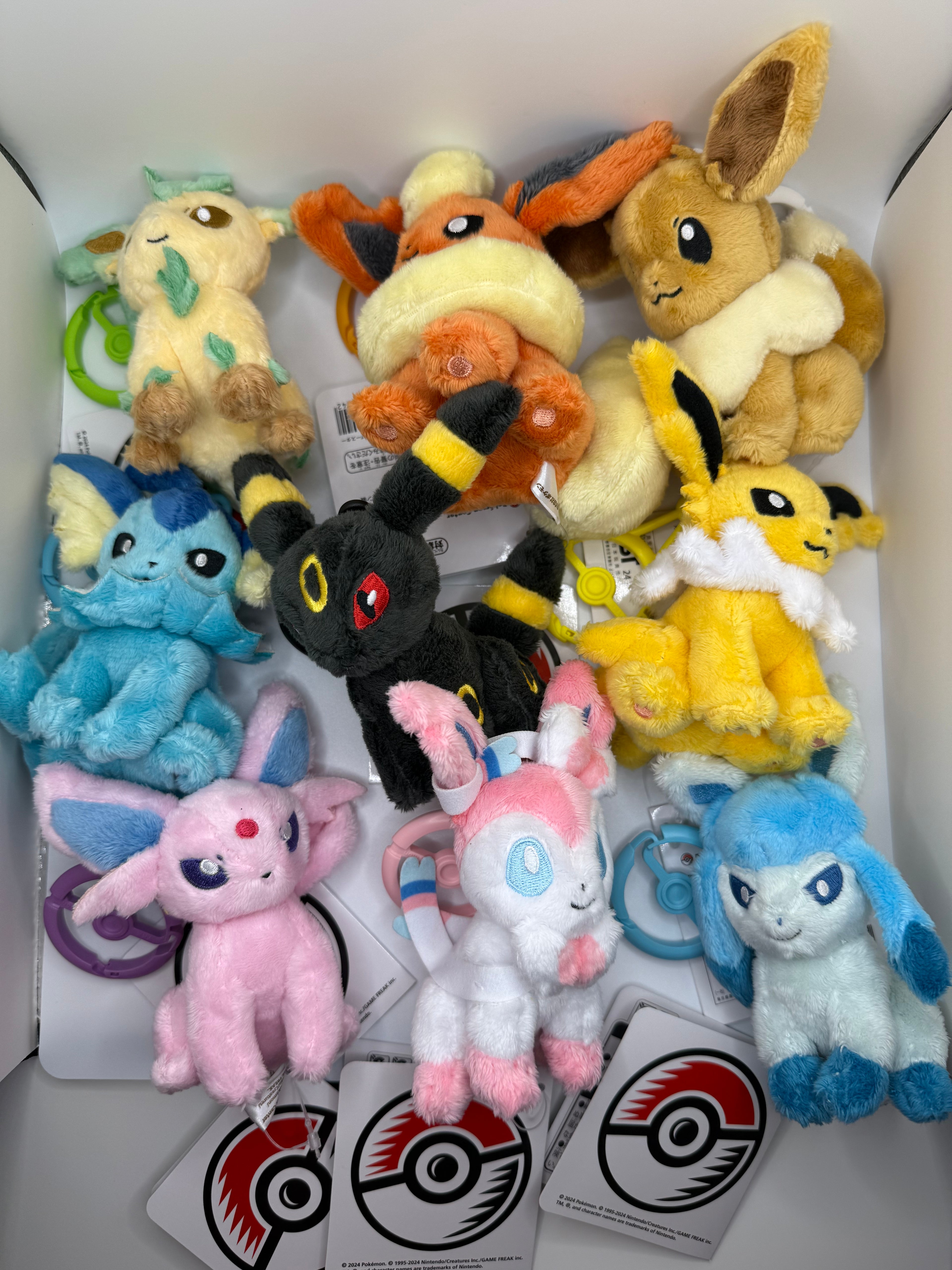 Japan Pokemon Center - Plush Keychains - Full Eevee Evolution - 9 Keychains