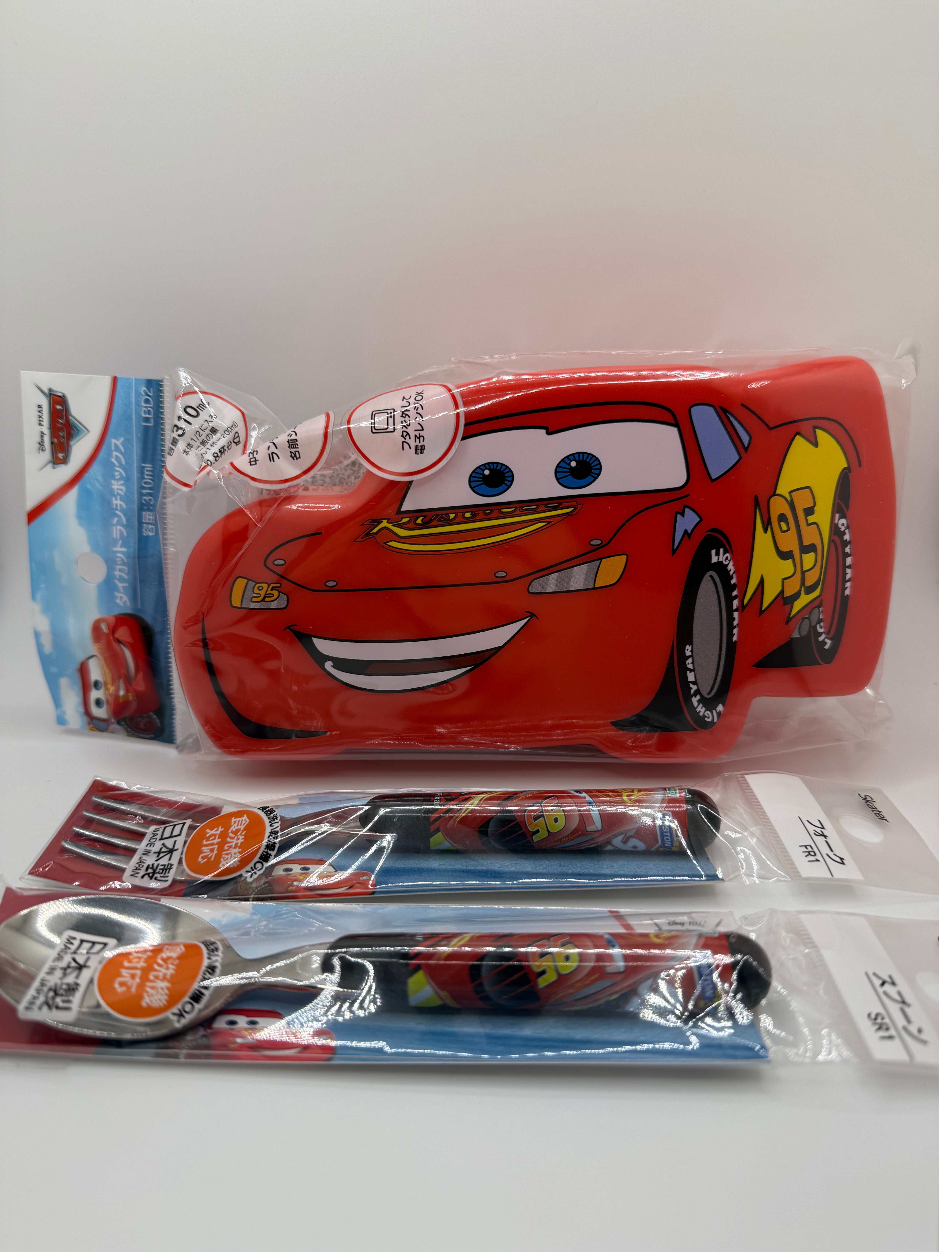 Lightning Mcqueen Bento Box Lunch Set with Fork and Spoon - Imported from Japan